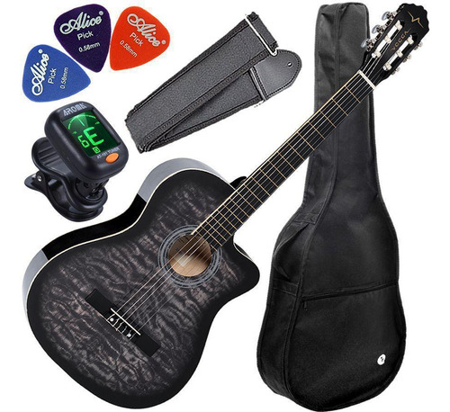 Kit Violão Vogga Acústico Cordas Nylon Vca228nc Cinza