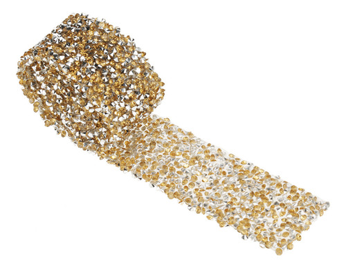 Rollo De Malla De Cinta Amarilla Con Diamantes De Imitación