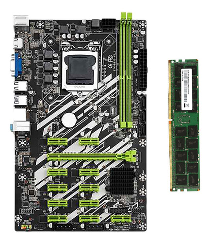 Placa Base Minera B250 Btc Con Cable Ddr4 Ram+ De 8 G, 12 Pc