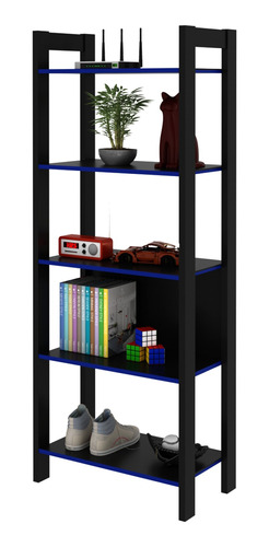 Mueble Librero Linea Gamer Negro/azul Modelo Me4166.0001