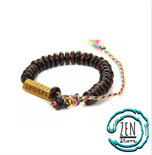 Pulsera Budista Tibetana Hilo Trenzado Y Cuentas De Coco 