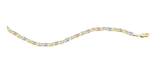 Imagen 2 de 2 de Pulsera Antifaz 3col 18cm Oro 10k - 613