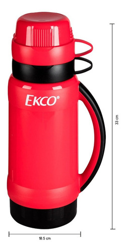 Termo Ekco Polaris de vidrio 1L rojo