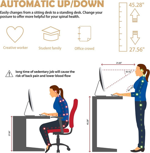 Escritorio Ergonómico Altura Ajustable Eléctrica 48 PuLG.