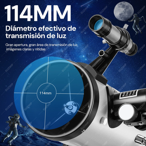 SUZWIP Telescopio Astronómico Profesional Reflector Hd 35x-525x 114/700mm