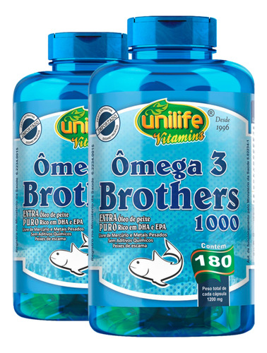 Kit 2 Ômega 3 Brothers 1200mg 180 Cápsulas Unilife