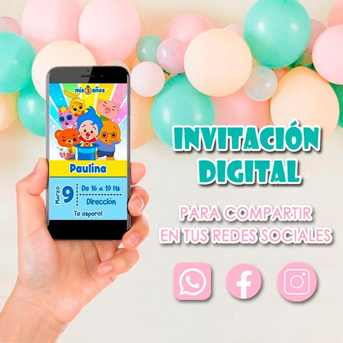 Invitación Digital Tarjeta Payaso Plim Plim Para Whatsapp