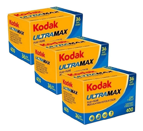 Kit 3 Unidades - Filme Kodak Ultramax Iso 400 36 Poses