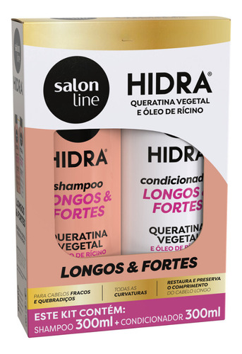  Kit Shampoo Condicionador Queratina Hidra Vegano Salon Line
