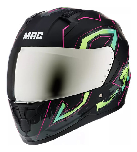 Casco Moto Mac Bass Grafiti Rosa Mujer Dama 2 Visores Rpm