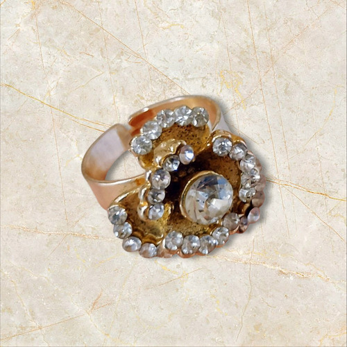Anillo Acero Y Paladio Pedreria Cristal Swarosvky