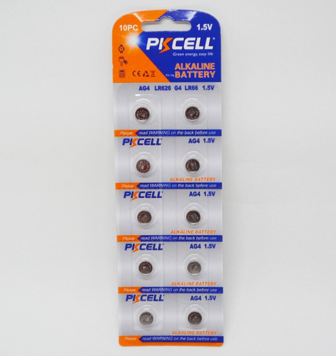 10 Pilas Baterías Pkcell Ag4 Lr626 (377a/lr66)1.5v Alcalinas