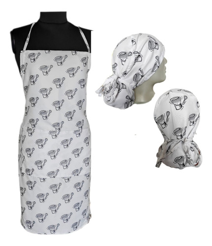 Uniforme Cocina Delantal + Cofia Para Chef O Cocinero