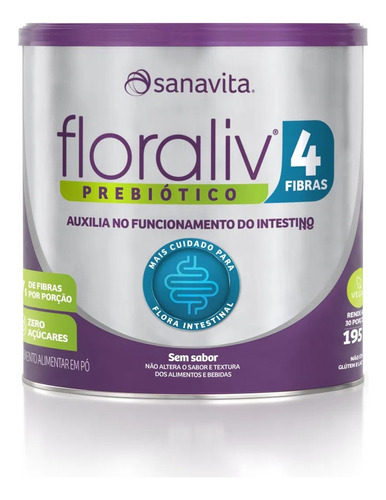 Floraliv 4 Fibras Sanavita Prebiótico Vegetal 100% Solúvel