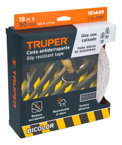 Cinta Antiderrapante Ama/negra 2'' Rollo 18m Truper 101449