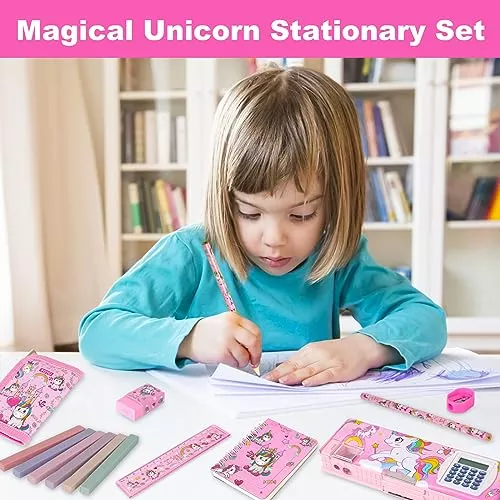BETURETOP Pop Up Multifuctional Pencil Case for Girls, Cute Unicorn School  Supplies Set Include Pencil Box with Calculator, Pencil Sharpener
