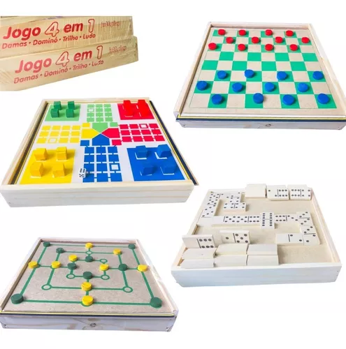 Jogo Tabuleiro 3 Jogos Dama Ludo Trilha Madeira - Brinquedos