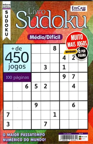 Livro Sudoku Ed. 15 - Difícil - Só Jogos 9x9 - 6 Jogos por página