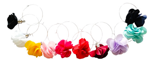 Identificadores De Copas Set 10 Flores Colores Marcadores