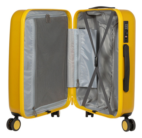 Valija De Cabina Carry On Tucano Ted 40l Rígida Cierre Tsa Amarillo Lisa