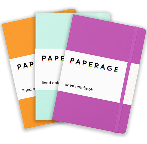 Paperage Cuadernos Rayados, Paquete De 3, (calndula, Frambue