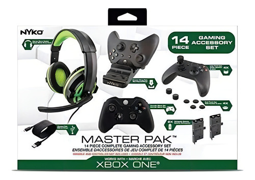 Kit 2 Battery Headsets Xbox One Base Charger Funda - Nyko Color Black