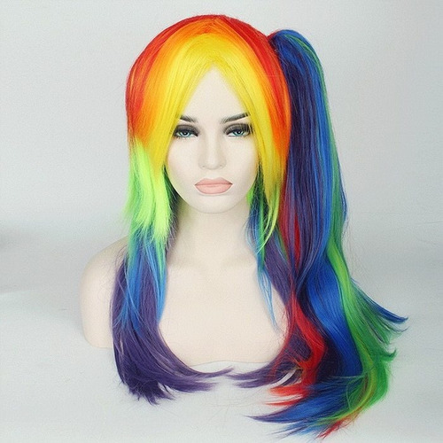 Peluca De Pelo Sintético Para Mujer, 65 Cm, Color Arcoíris,