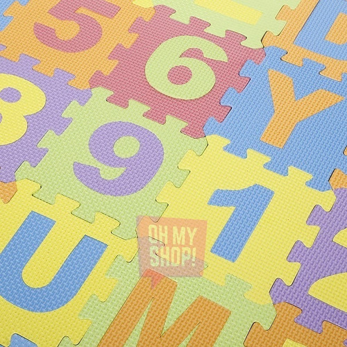 Imagen 8 de 8 de Piso De Goma Eva Encastrable 36pcs Números Y Letras Alfombra