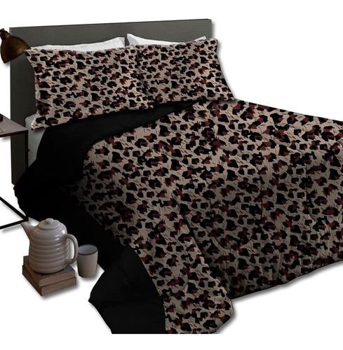 Acolchados 2 Plazas Sommier Leopardo Reversible Abrigado 