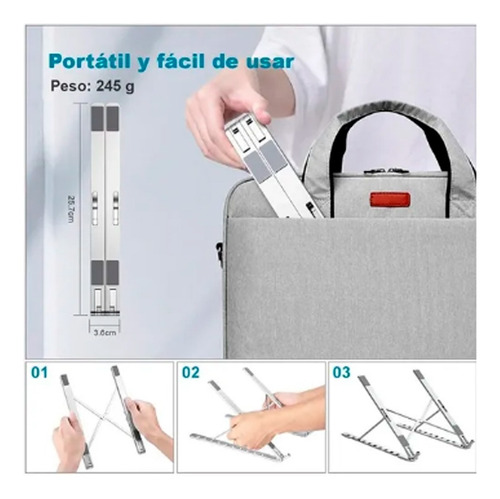 Imagen 6 de 8 de Soporte Plegable De Aluminio Premium Base Para Laptop Tablet