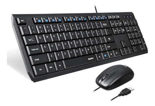 Eagletec Km120 Combo De Teclado Y Mouse Con Cable Delgado, P