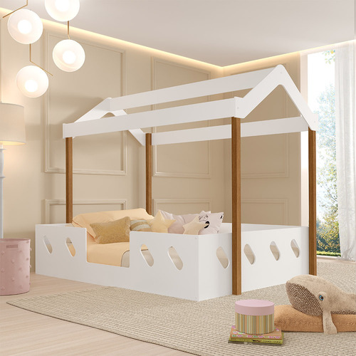 Cama Casal Infantil Casinha Montessoriana Mdf Isa