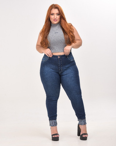 Imagem 3 de 8 de Calça Jeans Plus Size Roupa Feminina Tamanhos Grandes Strech