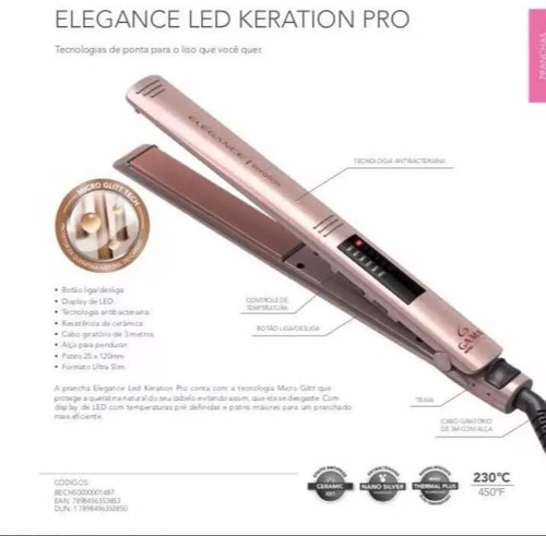 Placa cerámica Keration Pro Elegance de Gama Italy, LED bivolt, color rosa, voltaje 110 V/220 V (bivolt)