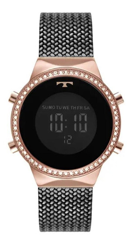 Relógio Feminino Rose Technos Pulseira Grafite Com Pedra