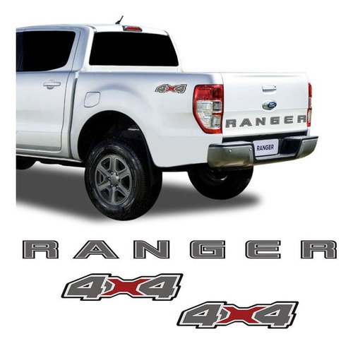Imagem 1 de 8 de Kit Faixa Traseira Ford Ranger 2020 E Adesivo 4x4 Grafite