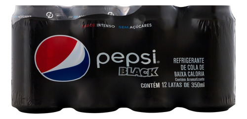 Pack Refrigerante Cola Zero Açúcar Pepsi Black Lata 12 Unidades 350ml Cada
