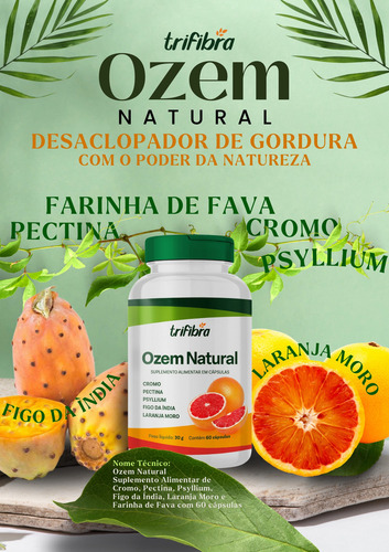 Ozem Natural Trifibra 60 Cápsulas Sabor Sem Sabor