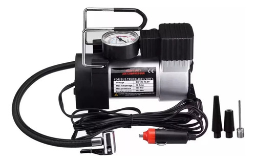 Compresor De Aire Mini Portátil Simple 12v - Multiuso Negro