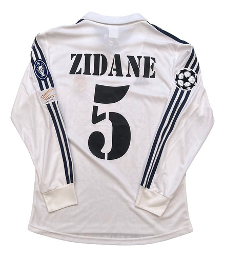 Jersey Real Madrid Zidane 5 01/02 Retro Manga Larg-la Volea-