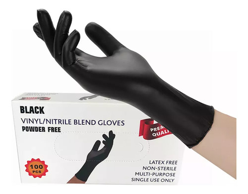 Guantes De Nitrilo Vinil Libre De Latex Sin Polvo Azul Negro
