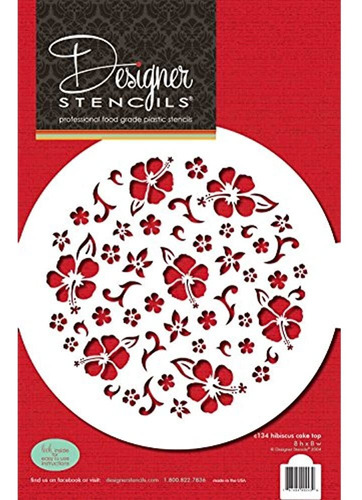 Plantillas De Diseño C134 Hibiscus Round Cake Stencil Top B