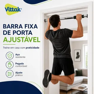 Vittak Barra Fixa Para Porta Ajustavel De Aco Prateado