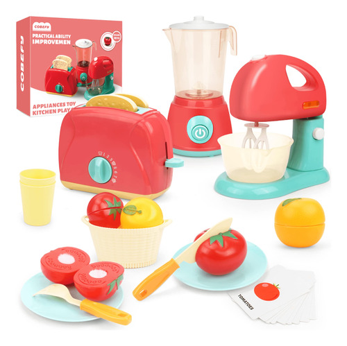 Set Cocina Niños Licuadora Tostadora Batidora Frutas Y Acces