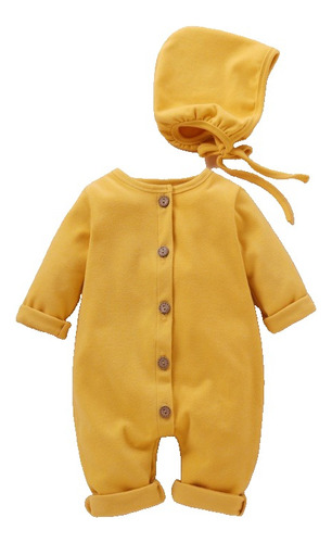 Body De Manga Larga De Algodón De Colores Sólidos Para Bebé Amarillo 6-9 M