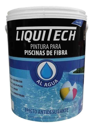 Pintura Pileta Piscina Liquitech Fibra Base Agua Antidesl 4l Color Celeste Aruba