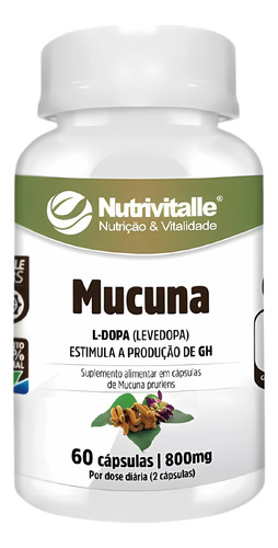 Mucuna 800mg P/dosis 60 Caps L-dopa Para Tratar Parkinson