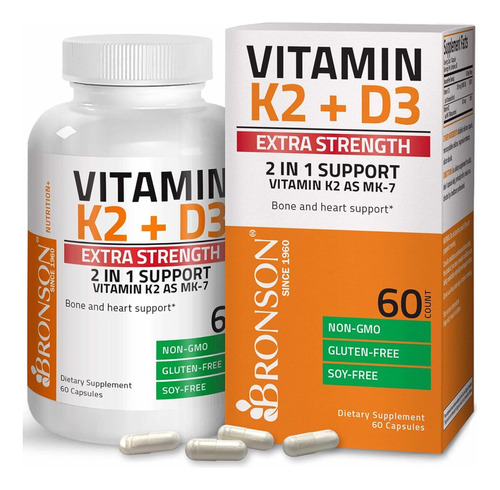 Vitamina K 2  -mk 7- + D3 (10,000 Ui) Extra Potente Bronson