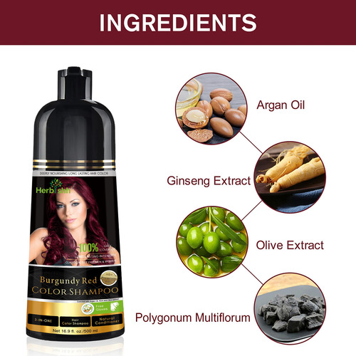 Shampoo Con Tinte Natural Herbishh - Color Borgoña
