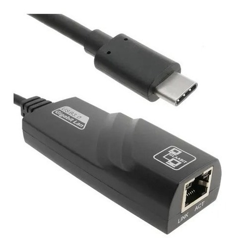 Cabo Adaptador Type-c Para Rj45 Lan Gigabit 10/100/1000mbps Cor Preto